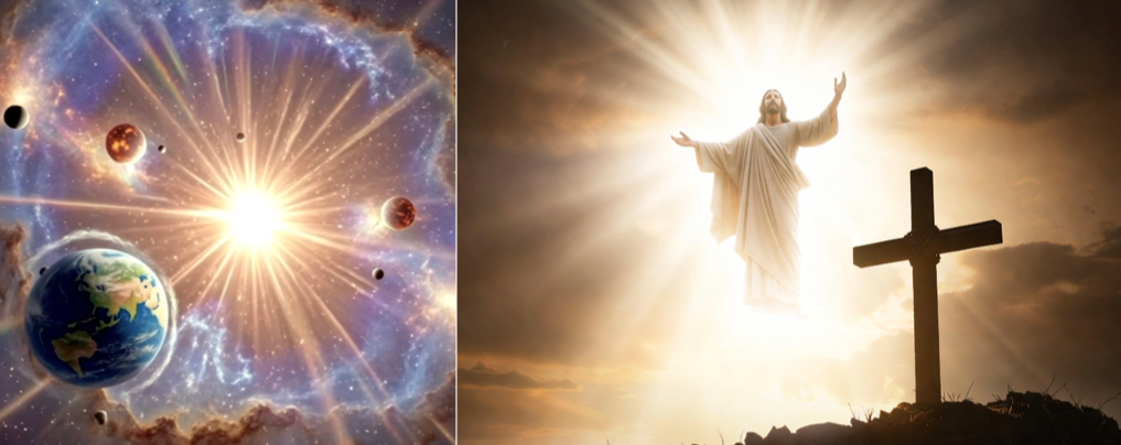 The Word Created the heavens and the earth - The Word was made flesh to suffer and die to be resurrected and glorified — His Finished Work